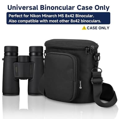 CaSZLUTION Travel Protective Case for NIKON Monarch M5 M7 8x42 Binocular, Durable Fabric Storage Bag with Shoulder Strap Compatible with Nikon PROSTAFF P3 8x42 10x42 Binocular, Black (Case Only) - Image 2
