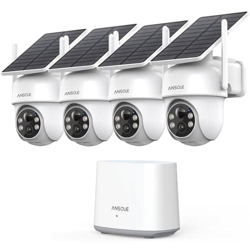 ANSQUE Security Cameras Wireless Outdoor Home System, 4 Camera Kit, No Subscription Fees, Solar Powered, Local Storage, 365-Day Battery Life, 360°PTZ Surveillance, Auto Tracking, 2K Color Night Vision - Image 1