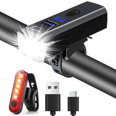 Bike Lights,Chasinglee USB Rechargeable Bicycle Lights, Super Bright 1200 Lumens Front and Back LED Bike Lights IPX6 Waterproof Bicycle Wheel Lights Taillight Set for Night Riding, Road and Mountain - Image 1