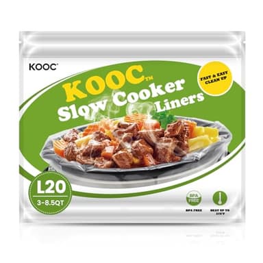 KOOC Slow Cooker Liners 13"x21" 20 Count Cooking Bags Pot Liners Disposable Bags Fit 3 qt to 8.5 qt Slow Cooker BPA Free, 2 Packs (20 Liners Total) - Image 1