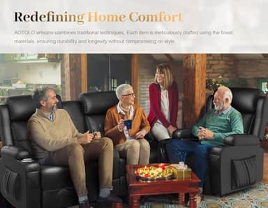 Recliner Sofa, Massage Reclining 3 Seater Sofa Sets Heavy Weight Capacity, RV Loveseat Couch Clearance with Console, USB, Type C Port, Storage, Cup Holders, Wall Hugger Chair for Living Room - Image 7