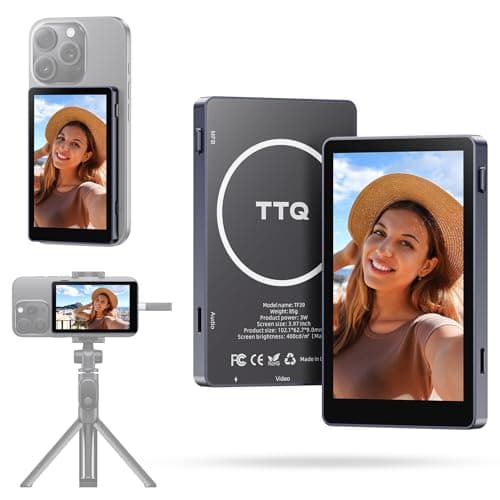 Vlog Selfie Monitor Screen, Magnetic Phone Vlog Selfie Monitor Screen 4K 60fps Bluetooth Remote, Back Camera Monitor for Vlog Live Stream TikTok, Compatible with iPhone & Android - Image 1