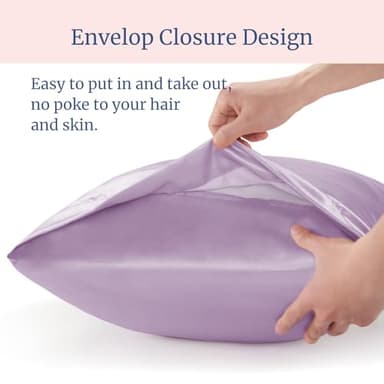 BEDELITE Satin Pillowcase for Hair and Skin, Super Soft and Cooling Similar to Silk Pillow Cases 2 Pack with Envelope Closure, Gift for Women Men(13"x18" Toddler Size, Lavender) - Image 6