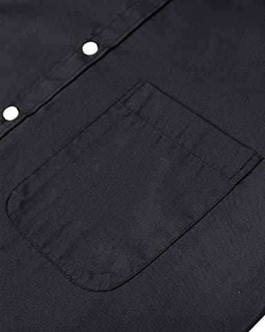 Alimens & Gentle Mens Solid Oxford Shirt Long Sleeve Dress Shirt Work Casual Button Down Shirts with Pocket Black - Image 4