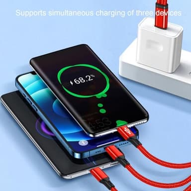 4FT 2Pack USB A to Multi 3 Type C Splitter Cable,3 in 1 Multi Charging Cable Nylon Cord, USB A to 3 USB C Port Compatible with Apple i-Phone 15,iPad Pro/Air,Sam-sung S24 S23,Moto,Google Pixel 8,LG,Red - Image 5