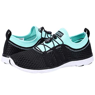 ALEADER Womens Aqua Water Shoes, Summer Tennis Walking Sneakers Black/Cyan/Blue 7.5 B(M) US - Image 6