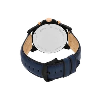 Fossil Men's Grant 44mm Quartz Stainless Steel and Leather Chronograph Watch for Men, Color: Black, Blue (Model: FS5061) - Image 3