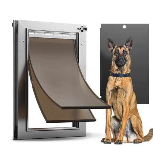 VOSOIR Dog Door, All Aluminum Large Dog Door, Heavy Duty Doggy Doggie Pet Door for Install in Interior Exterior Doors or Wall, 2 Magnetic Flaps, Energy Efficient, Closing Panel for Pets Up to 110Lb - Image 1