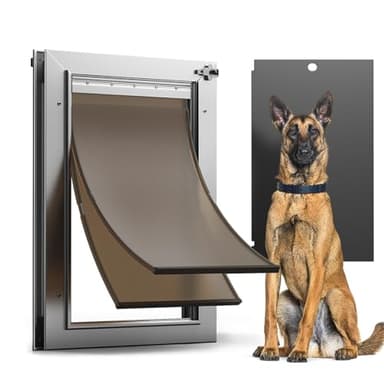 VOSOIR Dog Door, All Aluminum Large Dog Door, Heavy Duty Doggy Doggie Pet Door for Install in Interior Exterior Doors or Wall, 2 Magnetic Flaps, Energy Efficient, Closing Panel for Pets Up to 110Lb - Image 1