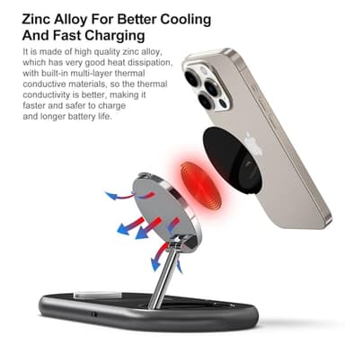3 in 1 Charging Station for Apple Devices, Faster Mag-Safe Charger Stand, Magnetic Wireless Charger Station for iPhone 16 15 14 13 12 Series, for iWatch Ultra 10 9 8 7 SE 6 5 4 3, for AirPods (Black) - Image 2