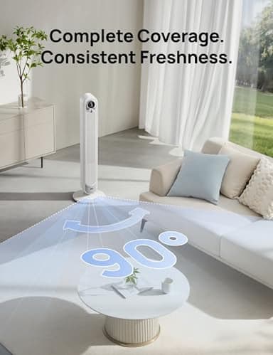 Dreo Tower Fan 42 Inch, Cruiser Pro T1 Quiet Oscillating Bladeless Fan with Remote, 6 Speeds, 4 Modes, LED Display, 12H Timer, White Floor Standing Fan Powerful for Indoor Home Bedroom Office Room - Image 6