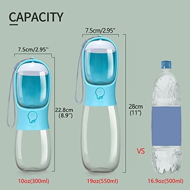 AVELORA Dog Water Bottle,Portable pet Water Bottle with Food Container,Outdoor Portable Water Dispenser for Cat,Rabbit,Puppy and Other Pets for Walking,Hiking,Travel(10oz) - Image 7