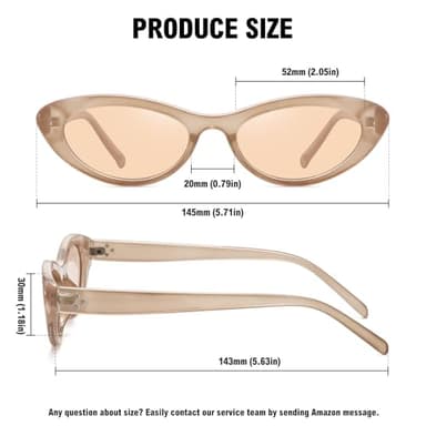 STORYCOAST Trendy Small Cat Eye Sunglasses for Women Retro 90s Oval Narrow Sun Glasses Vintage Skinny Shades UV400 Protection khaki Frame-Light Brown Lens - Image 4