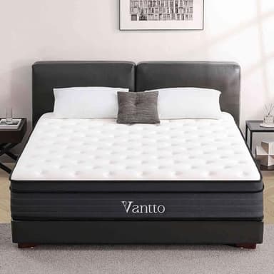 Vantto Queen Size Mattress, 12 Inch Individual Pocket Springs Hybrid Memory Foam Mattress in a Box for Pressure Relief, Motion Isolation, CertiPUR-US - Image 1