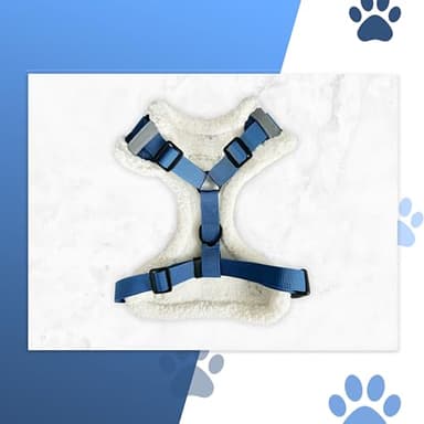 PawPosh Luxury Winter Warm Soft Padded Dog Harness and Leash Set - Denim Chic, No Pull, Complete Set - Medium, Blue and White - Image 4