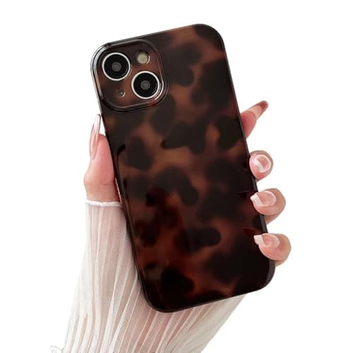 Huahuacase Compatible with for iPhone 14 Case, Tortoise Shell Chic Amber Brown Print Leopard, Classic Soft TPU Protective Shockproof Case for iPhone 14 6.1 ''Color2