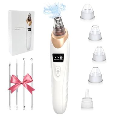 Blackhead Remover Vacuum - Blackhead Extractor Tool for Face, Blackhead Remover for Face with 3 Adjustable Suction Levels, 5 Probes, USB Chargeable Pore Cleaner (White) - Image 1