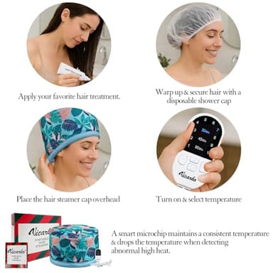 VICARKO Hair Steamer for Deep Conditioning, 10-Level Heats Up Quickly, 118” Power Cord, Heating Cap Hot Oil Treatment Heat, Electric Thermal Heated Steam Natural Black Hair, Hawaii Blue - Image 6