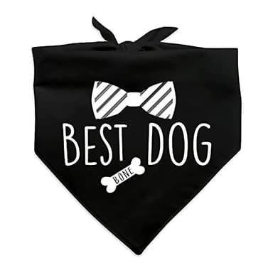 Family Kitchen Best Dog Wedding Black Pet Bandana, Bridal Party Dog Bandana, Wedding Photo Prop, Pet Scarf Accessories - Image 1