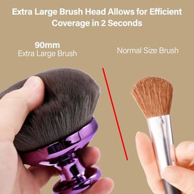 Extra Large Body Makeup Brush For Self Tanner, Leg Makeup &Bronzer Blend,90 mm Wide-headed Kabuki Brush Provides More Even &Pretty Application, Sunscreen Face& Back Makeup Brush, Wet&Dry Use- Purple - Image 3