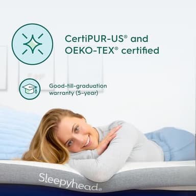 Sleepyhead Twin XL 2 Inch Gel Memory Foam Mattress Topper for College Dorm – Thick, Cooling & Comfortable Mattress Pad with Washable Cover – Dorm Room Essentials for College Students (XL Twin 2") - Image 2