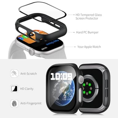 HASDON [12 Pack Case Compatible with Apple Watch Series 11/10 42mm with Tempered Glass Screen Protector, Full Coverage Bumper Hard PC Shockproof Protective Cover for iWatch Series 11/10 42mm - Image 3