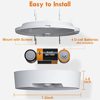 Alivation Motion Sensor Ceiling Light Battery Operated Light Fixture, 120 LED Closet Light Motion Activated, Battery Powered Wireless Lights for Wall Laundry Garage Bathroom Shower Porch Shed 400 LM - Image 6