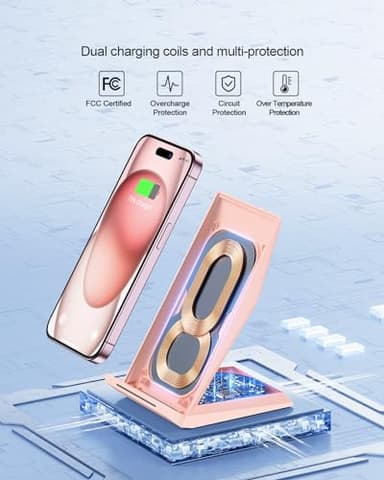 Wireless Charger with USB C Phone Charger, Qi Certified Charging Stand with 20W PD Adapter Compatible with iPhone 16/15/14/13/12, Phone Charging Dock for Samsung Galaxy S25/S24/S23/S22/S21/Note 20 - Image 2