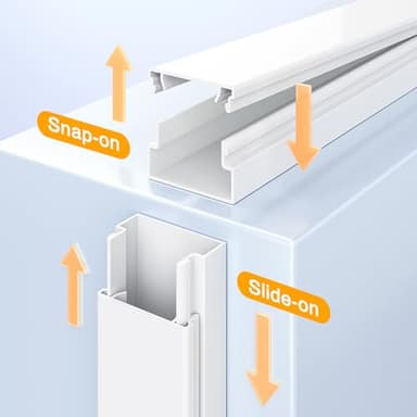 Delamu Cord Hider, 157in Wire Covers for Cords on Wall, Premium Cable Hider Cord Covers for Wires, Cable Management Wire Hiders for TV, Cable Raceway Kit, W0.95 H0.55in, White - Image 5