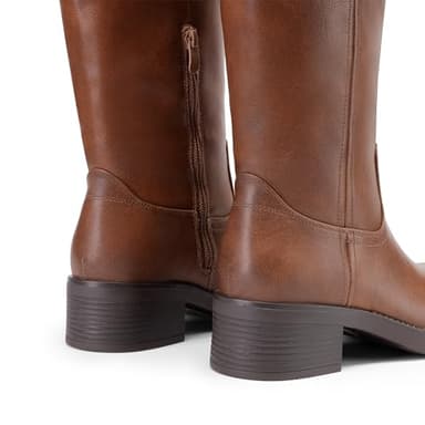 DREAM PAIRS Womens Knee High Boots Square Toe Platform Chunky Block Heel Banana Campus Boots for Women Comfortable Low Heel Side Zipper Womens Riding Tall Boots,Size 8.5,Light Brown,DWUMKB2539 - Image 7
