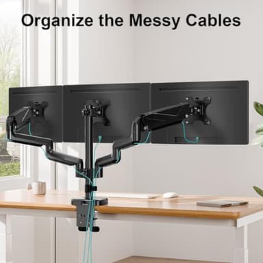 MOUNT PRO Triple Monitor Mount, 3 Monitor Desk Arm fits Three Max 27" LCD Computer Screens, up to 17.6lbs Each, Premium Gas Spring Display Stand with Tilt Swivel Rotation, Vesa Mount 75x75,100x100 - Image 9
