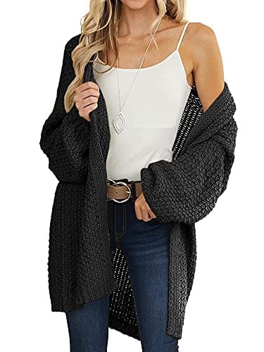 Maroway Cardigans for Women Loose Lightweight Sweater Coat Black - Image 2