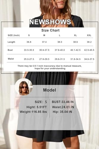 Newshows Summer Dresses for Women 2024 Short Sleeve Square Neck Babydoll Dresses Casual Beach Vacation Outfits Aline Ruffle Flowy Sundress Trendy with Pockets(Black,L) - Image 7
