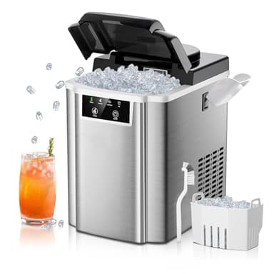 TOTTE Nugget Ice Maker Countertop,38lbs/24H Self-Cleaning with Soft Chewable Pellet Ice, Stainless Steel Machine with Basket and Scoop, Portable Crushed Sonic Ice Makers for Home,Kitchen,Office - Image 1