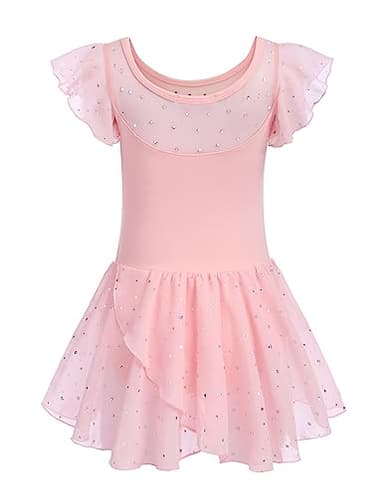 Zaclotre Girls Ballet Leotards Ruffle Sleeve Sparkle Dance Leotard Toddler Ballerina Dress Outfits - Image 2