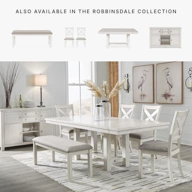 Signature Design by Ashley Robbinsdale Large Upholstered 48" W Dining Bench, Light Gray & White - Image 8