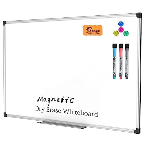 XBoard Magnetic Dry Erase Board/Whiteboard, 36 X 24 Inches, Double Sided White Board,1 Dry Eraser & 3 Dry Erase Markers & 4 Push Pin Magnets - Image 1