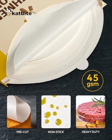 Katbite 10 Inch Parchment Paper Rounds, 400Pcs Round Parchment Paper for Cake Baking, Air Fryer Liners, Freezing, Tortilla Press(2 Pack of 200Pcs) - Image 2