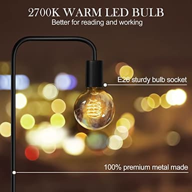 QiMH Industrial Floor Lamp with Light Bulb,Metal Tall Standing Lamp,Tall Modern Black Led Floor Lamp for Home Decor Bedroom Reading Office, Black - Image 4