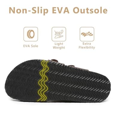 Yozuru Womens Cork Footbed Sandals Comfort Open Toe Slides Adjustable Buckle Beach Summer Flat Sandals with Arch Support - Image 3