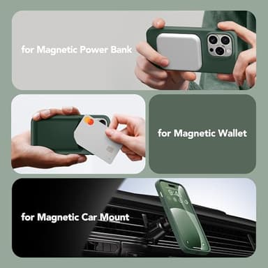 GONEZ for iPhone 14 Pro Max Case Silicone, Compatible with MagSafe, with Screen Protector + Camera Lens Protector, Liquid Silicone Shockproof Protective Phone 14 ProMax Case 6.7", Dark Green - Image 4