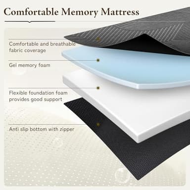 GEMBED Tri Folding Mattress Twin Size - Memory Foam Tri-fold Mattress, Handle & Non-Slip Bottom, Portable Foldable Sofa Bed Floor Chair for Travel RV Camping Guest Yoga - 4 Inch, 75" 38"x4" - Image 3