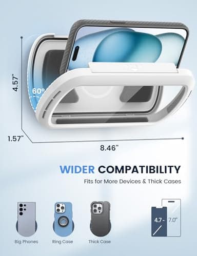 Lamicall Shower Phone Holder with Speaker Holes, IPX6 Waterproof Clear Sound & 480° Rotation Shower Case Accessories, Waterproof Bathroom Wall Mount for iPhone 17 16 Pro Max Air, S25 Ultra, 4-7" Phone - Image 6