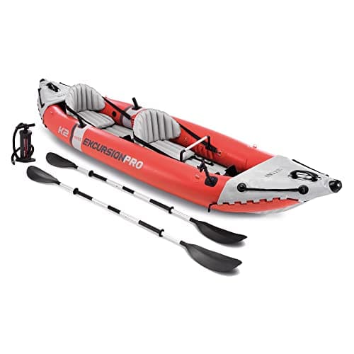 Intex 68309EP Excursion Pro K2 Inflatable Kayak Set: Includes Deluxe 86in Kayak Paddles and High-Output Pump – SuperTough PVC – Adjustable Bucket Seat – 2-Person – 400lb Weight Capacity - Image 1