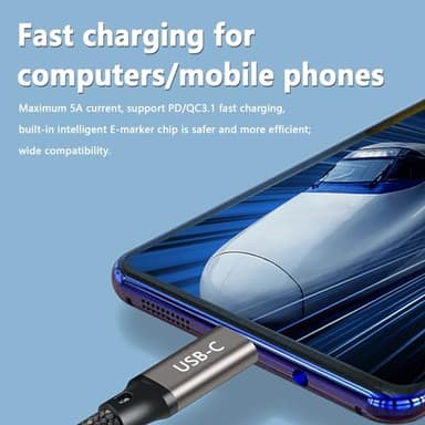 Xuomuen 100W USB C to USB C 10FT Cable Long Nylon Braided USB 2.0 Type C Fast Charge Cable for iPhone 15/15 Pro/15 Pro Max,Sam-Sung Galaxy S24, MacBook Pro/Air,iPad Air/Mini,Switch,Dark Gray - Image 5