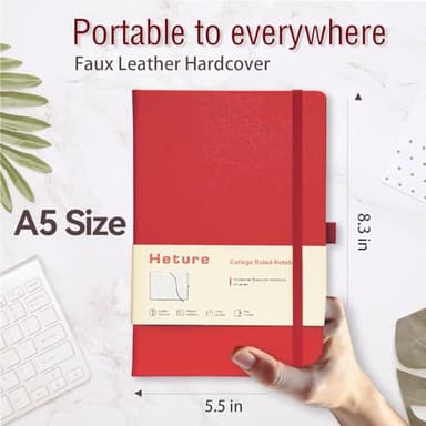 Heture 8 Pack Lined Journal Notebooks, A5 Hardcover Notebooks, 5.5 x 8.3 inch, 100GSM,160 Pages, Classic College Ruled Notebooks for Writing/Work/Travel/College (Assorted Color) - Image 3