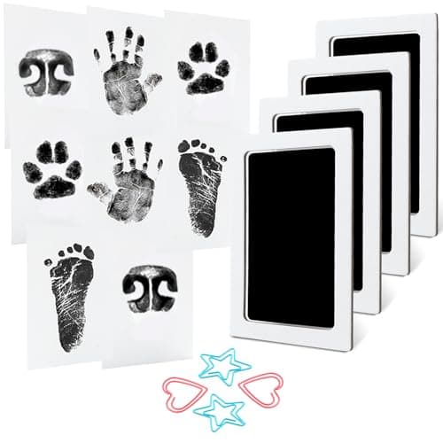4-Pack Baby Inkless Hand and Footprint Kit Paw Nose Print Kit for Dogs Cats Pets Clean Touch Ink Pad for Baby Pets Newborn Keepsake Mess-Free Ink Pad - Image 1