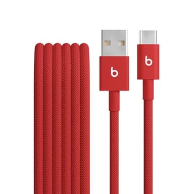 Beats USB-A to USB-C Woven Cable Fast Charging Durable and Tangle-Free Design Compatible Charger for Apple & Android Devices (1.5 m, 5 ft) - Rapid Red - Image 1