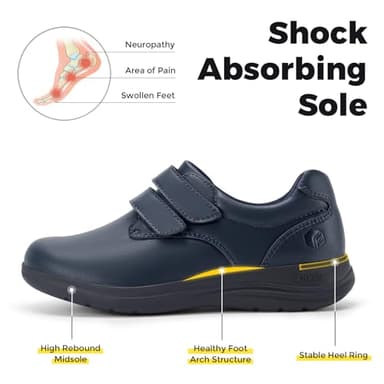 FitVille Wide Diabetic Walking Shoes for Women, Dress Casual Comfortable Leather Oxford Shoes for All-Day Comfort Royal Blue - Image 4