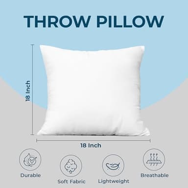 Utopia Bedding Throw Pillows (Set of 4, White), 18 x 18 Inches Pillows for Sofa, Bed and Couch Decorative Stuffer Pillow - Image 4